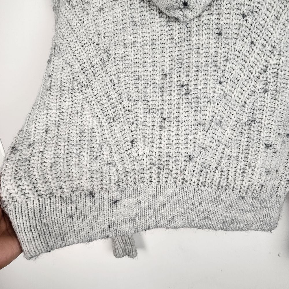 Lucky Brand Hooded Sweater Grey Knit Crop Size M - Picture 9 of 13